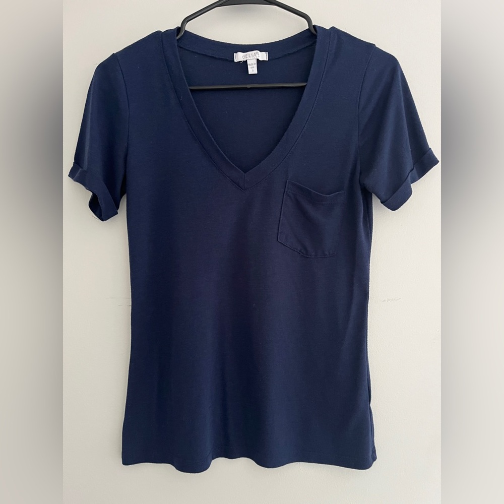 dELiA’s Navy V-Neck T-Shirt
